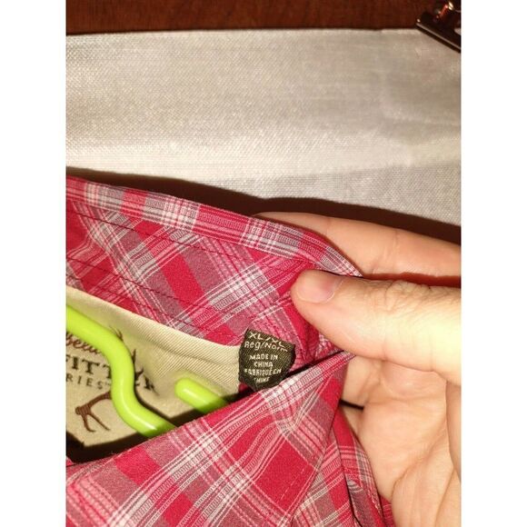 Cabelas Outfitter Series Shirt Button Down Short Sleeve XL Red Plaid - Picture 3 of 6